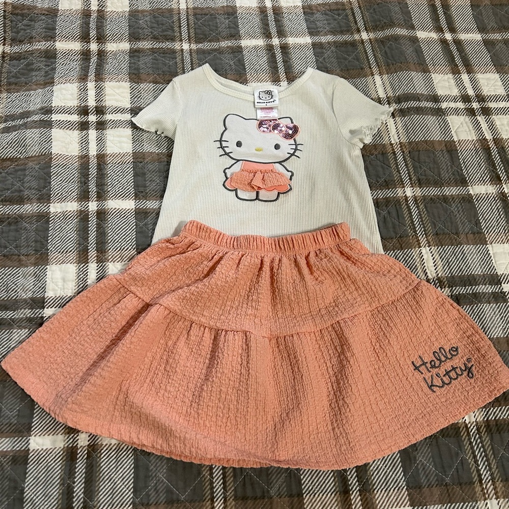 Hello Kitty Cream and Peach Skirt Set